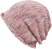 Women Slouchy Beanie Hat Warm Skull Cap for Summer Broken Hole Series 15