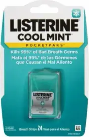 Listerine Coolmint Pocket Paks Breath Strips with Mint Flavor 24 Count Pack of 3