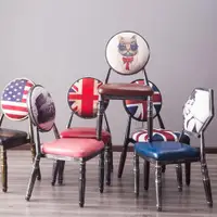 在飛比找ETMall東森購物網優惠-北歐式餐椅靠背家用美式鐵藝美甲椅新復古典做舊酒店椅子現代簡約