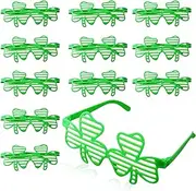 12 Pairs of St. Patrick's Day Shamrock Glasses - Green Eyeglasses for Party Favors, St. Patrick's Day Decorations, and Costume Accessories - Eco-Friendly Plastic, Comfortable Fit