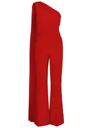 Roland Mouret Scarf-effect One-shoulder Jumpsuit - Red 14 (UK14 / L)