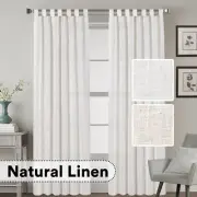 Natural Linen Blended Curtains Semi Sheers Window Curtain Draperies, Tab Top