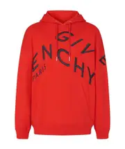 Refracted logo embroidery hoodie XL Red