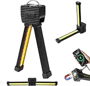 Magnetic Gym Lamp for Posing, Portable Magnet LED Flashlight with Hanging Hook, 7th Gear Dimming & 180 Degree Folding, Handheld USB Rechargeable Power Bank Camping Light (1 PCS)