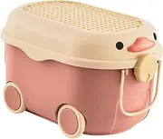 MOMOGEE Kid’s Storage Chest Toy Box With Wheels Toy Organizers Household Cute Duck Organizing Snack Box Baby Clothes Storage Organizer (Red)