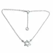Azaggi 925 Sterling Silver Anklet Star of David Pendant Hexagram Pendant Anklet