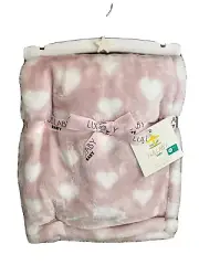 Lullaby Kids Luxury Velvet Baby Blanket Pink Hearts Soft Plush Infant Girls New