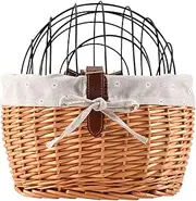 Cat Dog Bicycle Front Handlebar Basket Pets Seat Hand Woven Wicker Road Bike Bicycle Basket Pet Cat Dog Carrier