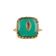 Elara Sterling Silver Ring with Green Onyx - Shiny Finish Jewellery in Australia