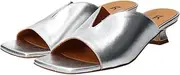 FABIO RUSCONI(ファビオルスコーニ) Fabiolusconi Women's Heel Sandals, Square Toe Slit Mule Sandals, Silver, 24.0 cm