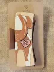 Hand Painted Wood Cut Dog Mom Claw Clip On Brown Clip 4.1"