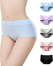 [HEJIGOOD] 5 PCS Women's Cotton Panties Briefs Classic Hipster Panties Comfort Sort Stretch Cool Ladies Underwear M-XXXL