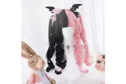 Black Pink Gothic Lolita Wig Long Wavy Heat Safe Wigs Facial Hair