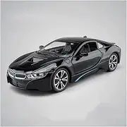 Scale Finished Model Car 1:22 Scale for BMW I8 Sports Car Exquisite Metal Model Car Collection Car Display Souvenir Die-cast Vehicle(Black)