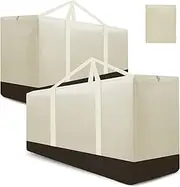 2 Pack Cushion Storage Bag Waterproof Outdoor Cushion Storage Bag 68" L x 30" W x 20" H Large Patio Furniture Cushion Storage Bag with Handle and Zipper (Beige, 2 Pack)