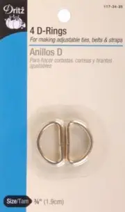 Metal "D" Rings 3/4" 4/Pkg Gilt
