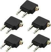 Fahgaer 5Pcs 3.5mm Plug Adaptor Jack Audio Headphone Converter Adapter Headset Connector for Airline Airplane Travel Earphone