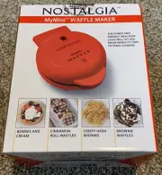 Nostalgia My Mini Waffle Maker 5 Inch Non Stick Easy Clean New Sealed 1113