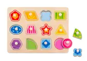 Tooky Toy Shape Wooden Peg Puzzle - Educational Shape Matching Puzzle for Toddlers