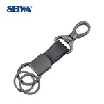 日本SEIWA 登山扣鉤鑰匙圈-黑再生皮紅 WA76