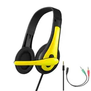 Maro Kids Headphones with Microphone, Headset with Adjustable Headband and Volume Limit for Gaming, Music, 3.5mm, Yellow