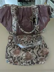 NWT Fortuna Valentino Two Purse Set Brown/Snakeskin Print W/ Dustbag