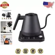Elegant Black Gooseneck Electric Kettle: 2-Hour Keep Warm & Quick Boil Function