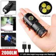 Super Bright 2000 Lumen Tactical LED Flashlight Torch Portable & Magnetic Tail