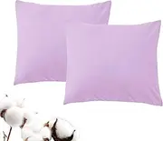 LINENOVA 100% Luxury Cotton European Pillowcases(Set of 2),Super Soft and Breathable Envelope Closure Pillow Cases - 65x65cm - Lavender