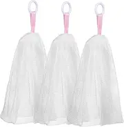 Sturdy Mesh Soap Saver Bags Set of 3 Pe Material Drawstring Closure Space-saving for Face Cleansing