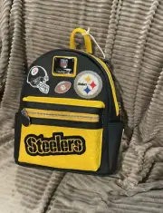 Loungefly NFL Pittsburgh Steelers Logo Patches Mini Backpack NWT