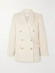 [Zimmermann] Zimmermann - Matchmaker Double-breasted Whipstitched Linen Blazer - Ivory - 1 1 Ivory