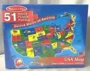 Melissa & Doug USA Map 51pc Floor Puzzle SEALED 36x24 NEW