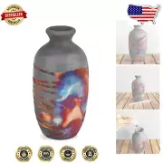 Unique Handmade 7” Carbon Half Copper Matte Vase - Indoor Raku Art Piece