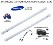 2X 50CM TOUCH CONTROL ON OFF DIMMABLE LED STRIP LIGHT BARS 240V KIT CAMPING