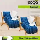 SOGA 2X Soft Warm Knitted Blanket Light Weight Bed Couch Woven Cover Royal Blue