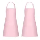 2 Pack 100% Cotton Aprons with 2 Pockets Cooking Chef Kitchen Adjustable Bib ...