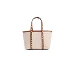 [VALENTINO] Rockstud canvas mini tote bag Beige