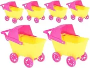6-Piece Realistic Baby Doll Stroller Mini Shopping Cart for Boys and Girls Pretend Play Toys Role-Playing Accessory Miniature Grocery Cart