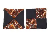 Wine Glass Coasters - Set of 2 - Football - Black/Orange - Machine Washable
