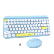 84Keys Colorful Wireless Computer Keyboard and Mice Combo, Mini Compact Retro...