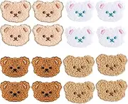 16 Pcs Cartoon Bear Embroidery Patches, Cute Bear Patches for Clothing, Embroidered Sew Applique Repair Patch Jean Patches, Sew On/Iron On Patches for Clothes Hat Bag Kid's Clothing DIY Accessories