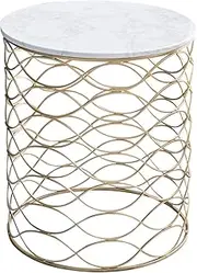 Exquisite Marble Coffee Table, Creative Golden Wrought Iron Coffee Table Living Room Sofa Table Cafe Side Table Office Negotiating Table(Size:50 * 50 * 57CM,Color:B)