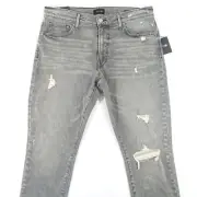 JOES JEANS FADED GRAY 33 RIPPED CUT THE DEAN KINETIC SLIM TAPERED JEANS MENS NEW