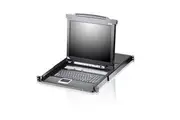 ATEN Rackmount KVM Switch Single Rail 8 Port VGA PS/2-USB w/ 19' LCD Display, 2x Custom KVM Cables, 1280x1024@75hz Display, LED Illumination