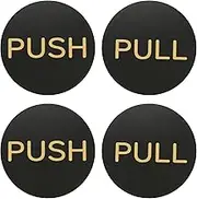uxcell 2Set Push Pull Door Stickers, 3in Push and Pull Signs Plate Acrylic Vertical Self-Adhesive for Doors Glass Window Business Stores, Round, Black Gold