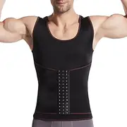 Tight Compression Shirts for Men, Body Shaping Underwear Sports Gym Hooks Waist Trainer Shapewear Top for Slimming