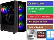 INTEL i3-10100F RGB GAMING DESKTOP PC 8GB RAM 120GB SSD 1TB HDD RX 580