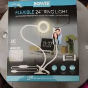 Bower 24" Flex Ring Light and Phone Holder Warm Cool White USB Connect clamp D49