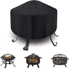 Fire Pit Bowl Cover Heavy Duty Outdoor Garden Protector Elasticated Hem Firepit